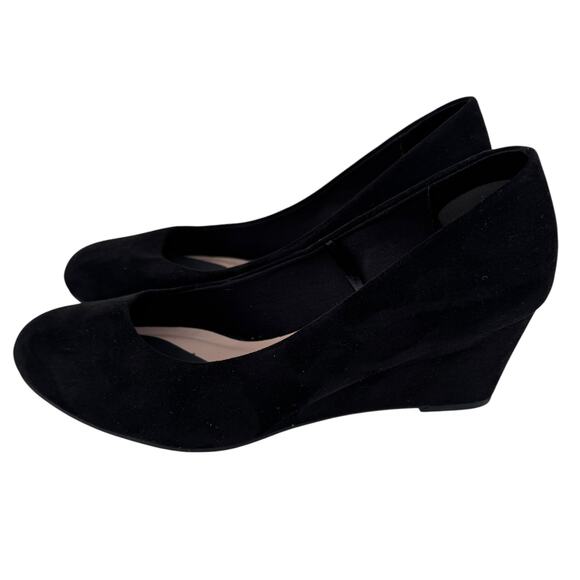 Seychelles Women Black Faux Suede Round Toe Wedge Heel Pumps Size 7.5M - Picture 4 of 10
